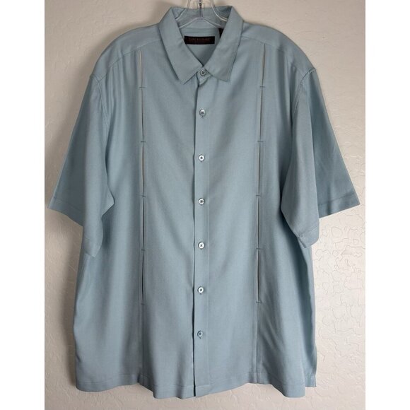 Tori Richard Other - Tori Richard Silk Button Front Embroidered Shore Boat Canoe XL Blue Ivory 1388